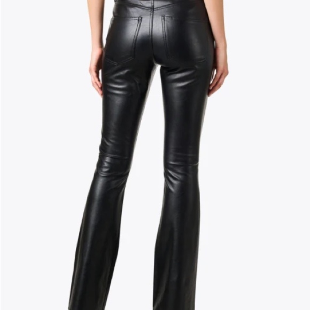 Veronica Beard Black Flare Leather Pants